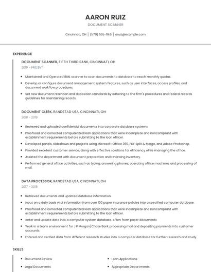 Document Scanner Resume