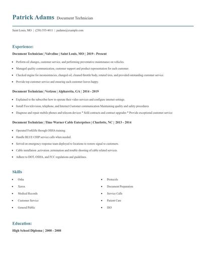 Document Technician Resume