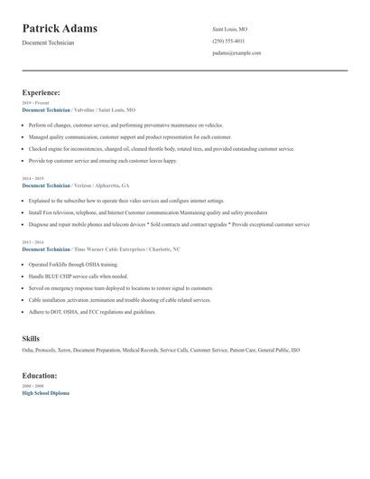 Document Technician Resume