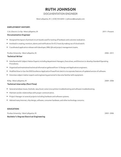 Documentation Engineer Resume