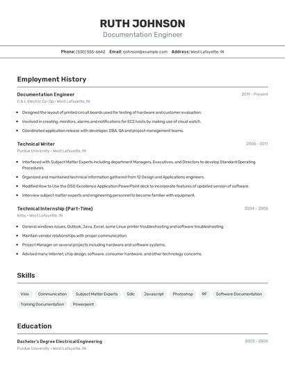 Documentation Engineer Resume