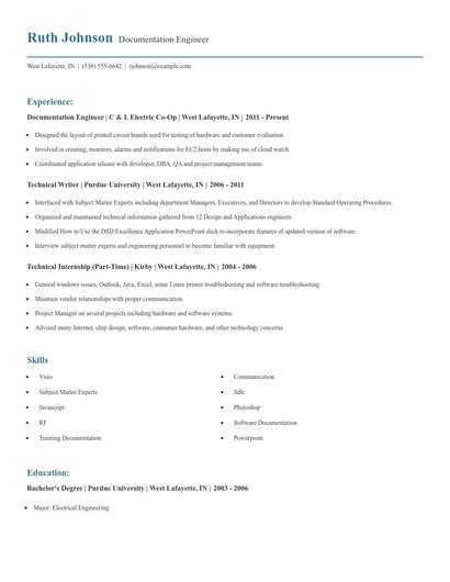 Documentation Engineer Resume