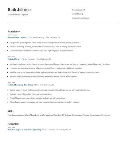 Documentation Engineer Resume