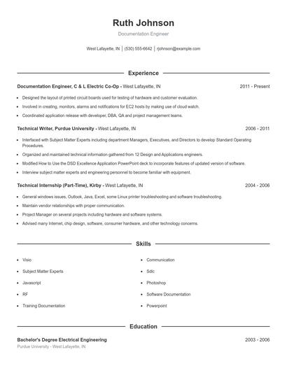 Documentation Engineer Resume