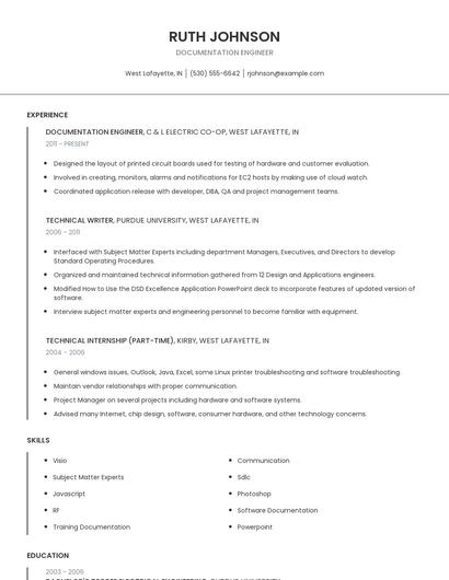 Documentation Engineer Resume