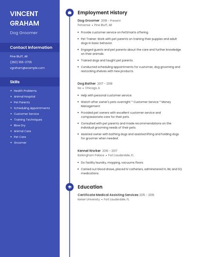Dog Groomer Resume
