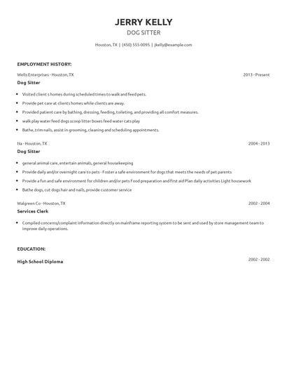 Dog Sitter Resume
