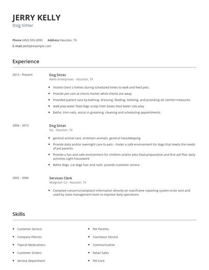 Dog Sitter Resume