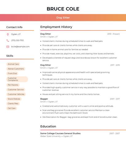 Dog Sitter Resume