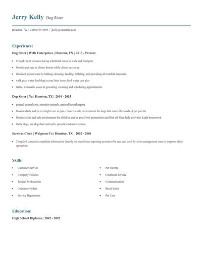 Dog Sitter Resume