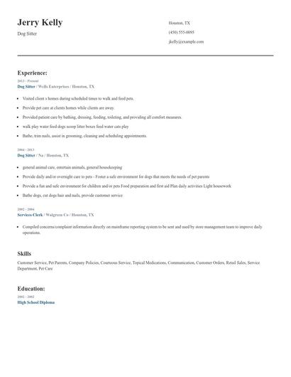 Dog Sitter Resume