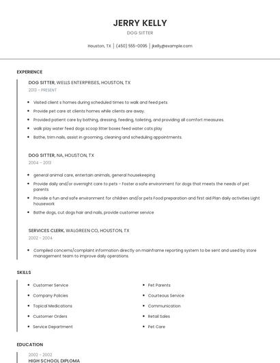 Dog Sitter Resume