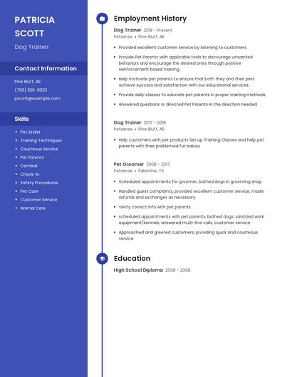 Dog Trainer Resume