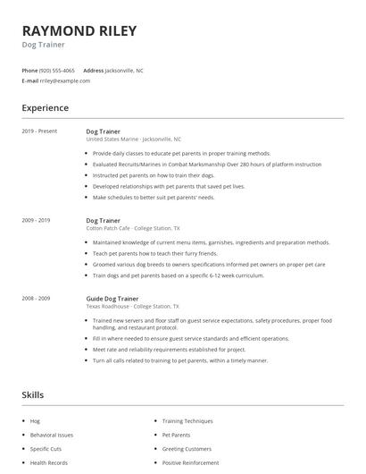 Dog Trainer Resume