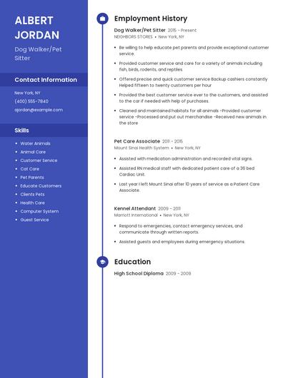 Dog Walker/Pet Sitter Resume