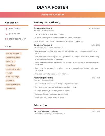 Donations Attendant Resume