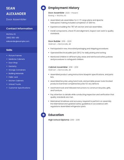 Door Assembler Resume