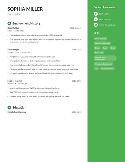 Door Builder Resume
