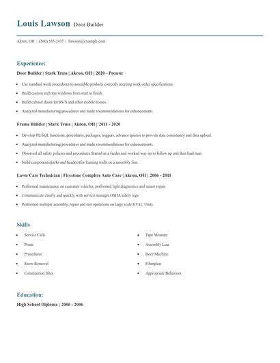 Door Builder Resume