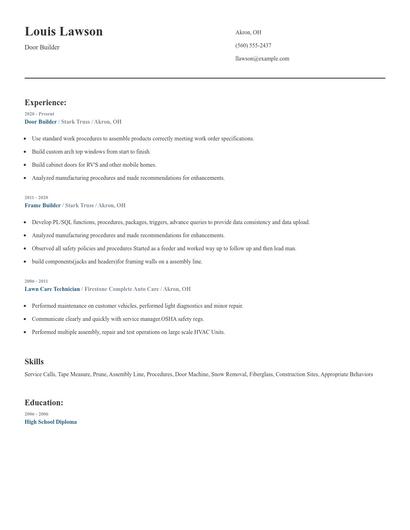 Door Builder Resume