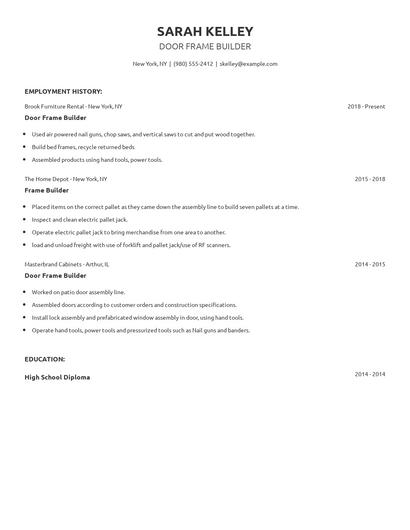 Door Frame Builder Resume