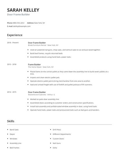 Door Frame Builder Resume