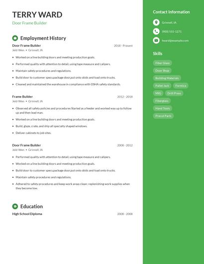 Door Frame Builder Resume