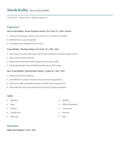 Door Frame Builder Resume
