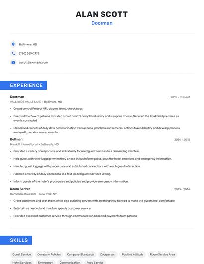Doorman Resume
