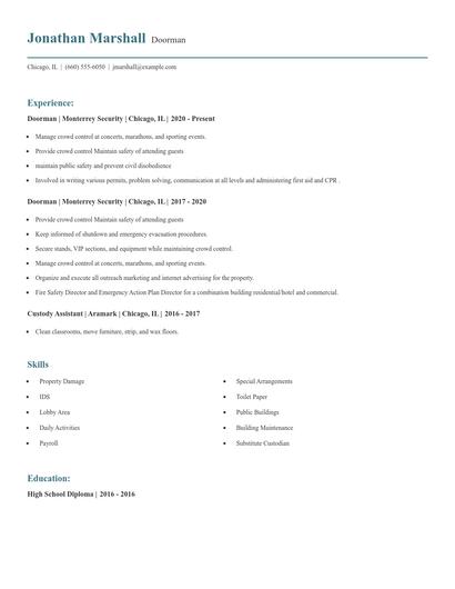 Doorman Resume