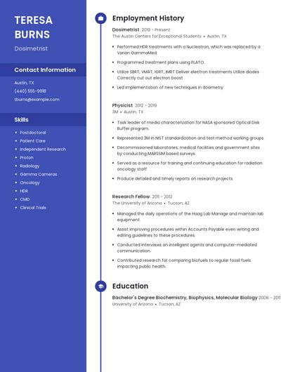 Dosimetrist Resume