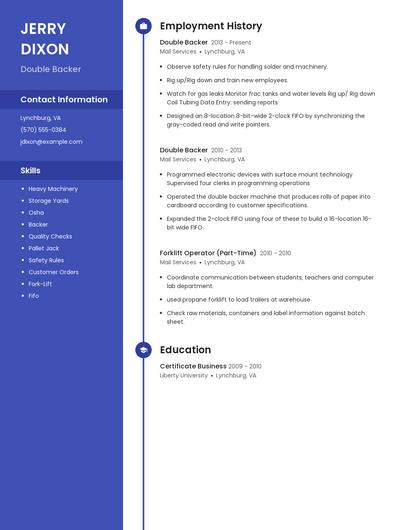 Double Backer Resume