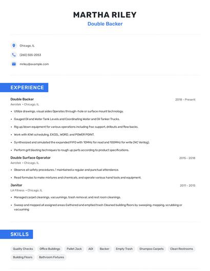 Double Backer Resume