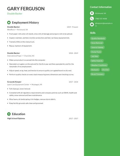 Double Backer Resume