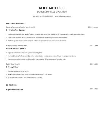Double Surface Operator Resume