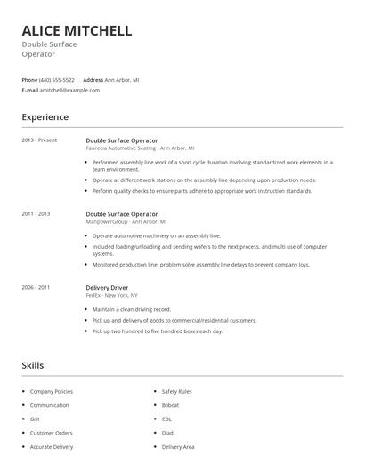 Double Surface Operator Resume