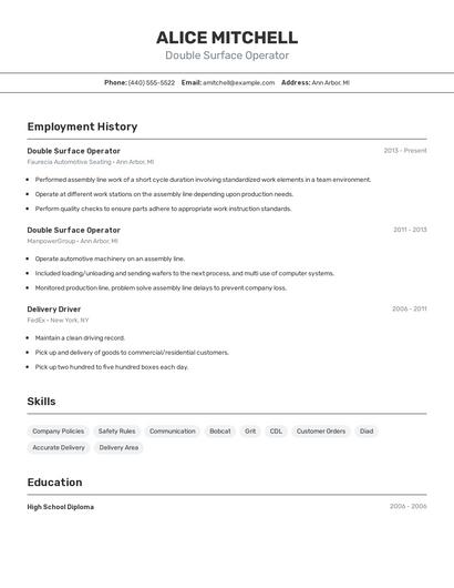 Double Surface Operator Resume