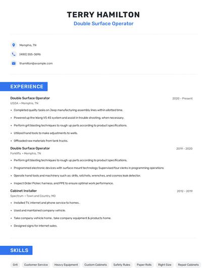 Double Surface Operator Resume