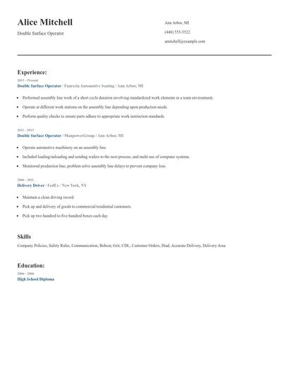 Double Surface Operator Resume