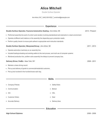 Double Surface Operator Resume
