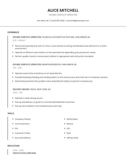 Double Surface Operator Resume