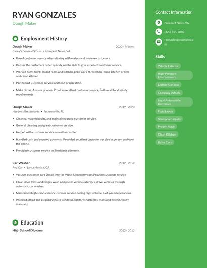 Dough Maker Resume