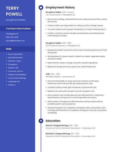 Doughnut Maker Resume