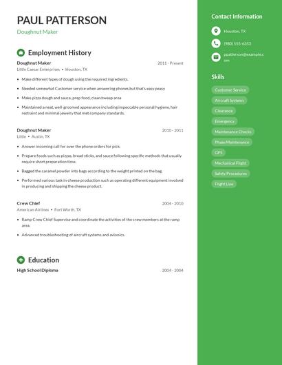 Doughnut Maker Resume