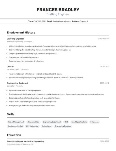 Drafting Engineer Resume