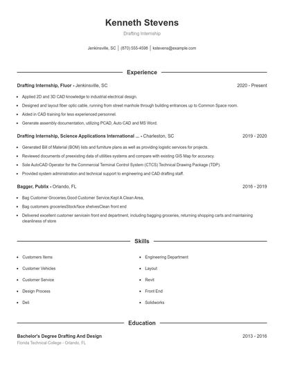 Drafting Internship Resume