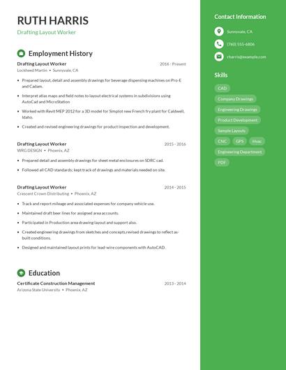 Drafting Layout Worker Resume