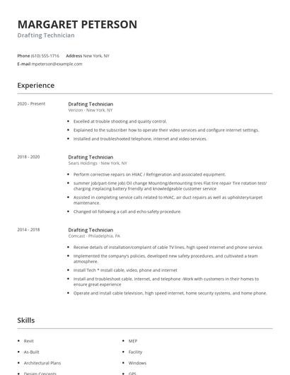 Drafting Technician Resume