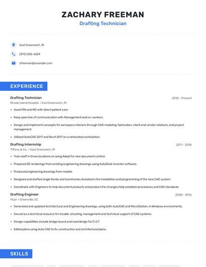 Drafting Technician Resume