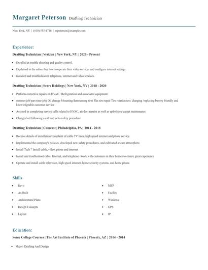 Drafting Technician Resume